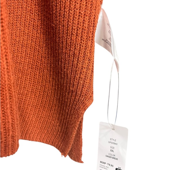 GAP Open-Front Ribbed Cardigan Sweater XXL Rust Orange - Picture 7 of 9